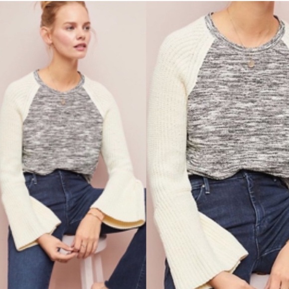 dolan Sweaters - Anthropologie Dolan bell sleeved black and cream sweater size S